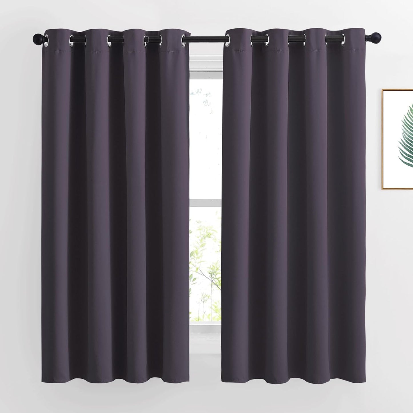 NICETOWN Bedroom Curtains Room Darkening Draperies - Greyish Purple Room Darkening Drapes/Panels for Bedroom, Grommet Top 2-Pack, 52 x 63 inches Long, Thermal Insulated, Privacy Assured