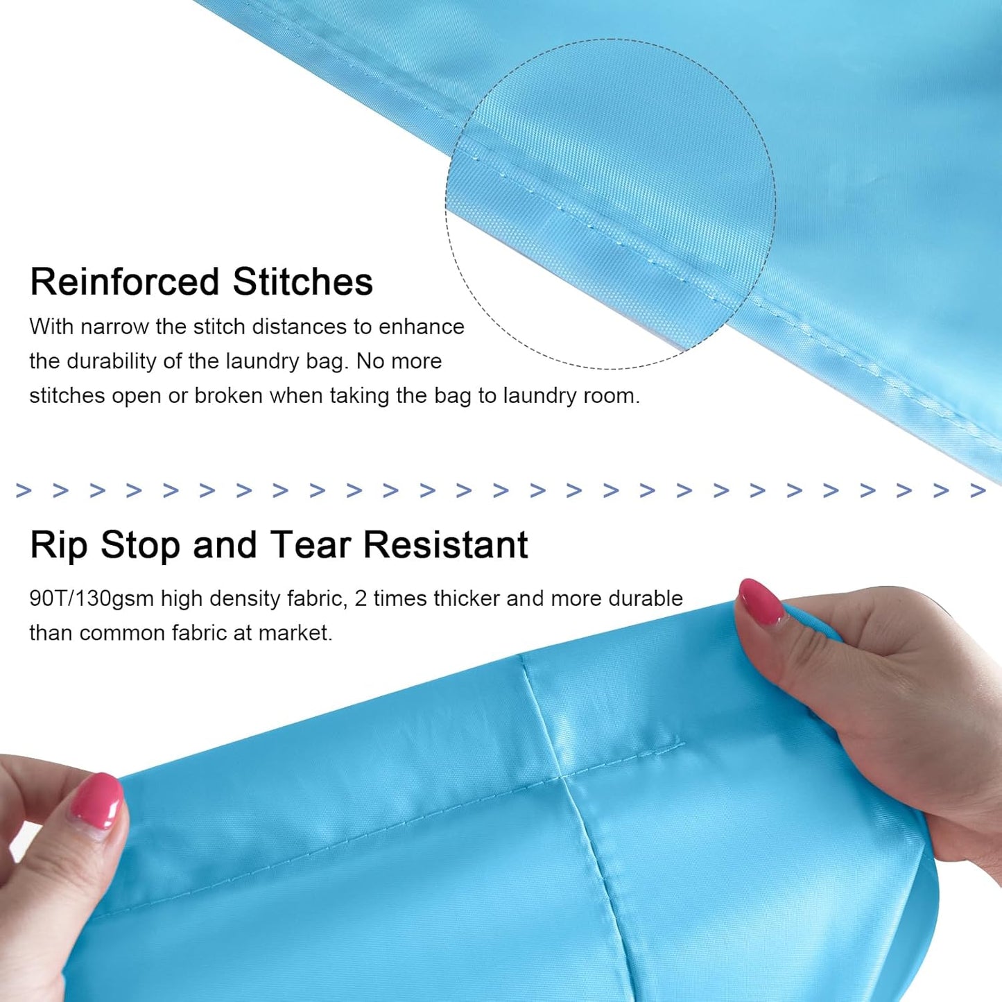 Polecasa Heavy Duty Large Laundry Bag with 130gsm Tear Resistant Fabric and Handles, Easy to Carry Durable Dirty Clothes Drawstring Bag, Perfect for College Dorm,Travel, 28”x36”,Gulf Blue