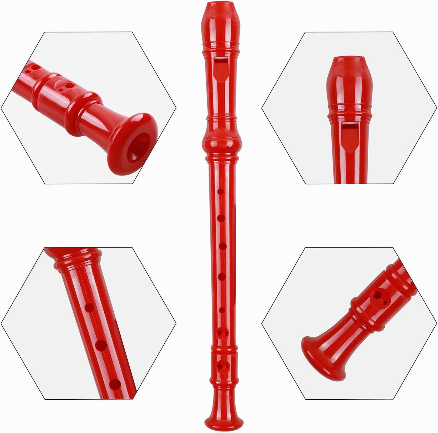 Soprano Recorder Descant Flauta Recorder 8 Hole ABS Clarinet German Style Treble flute C Key With Fingering Chart Instructions with Cleaning Rod Bag