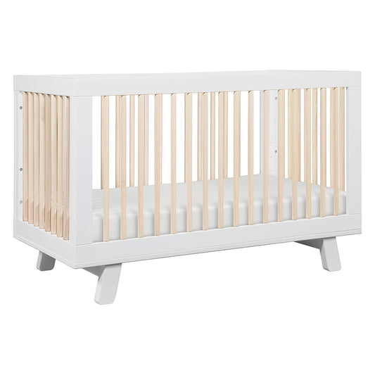 Babyletto Hudson 3-in-1 Convertible Baby Crib with Wooden Toddler Bed & Daybed Conversion - Easy to Assemble & GREENGUARD Gold Certified - 4 Adjustable Mattress Heights - White & Washed Natural