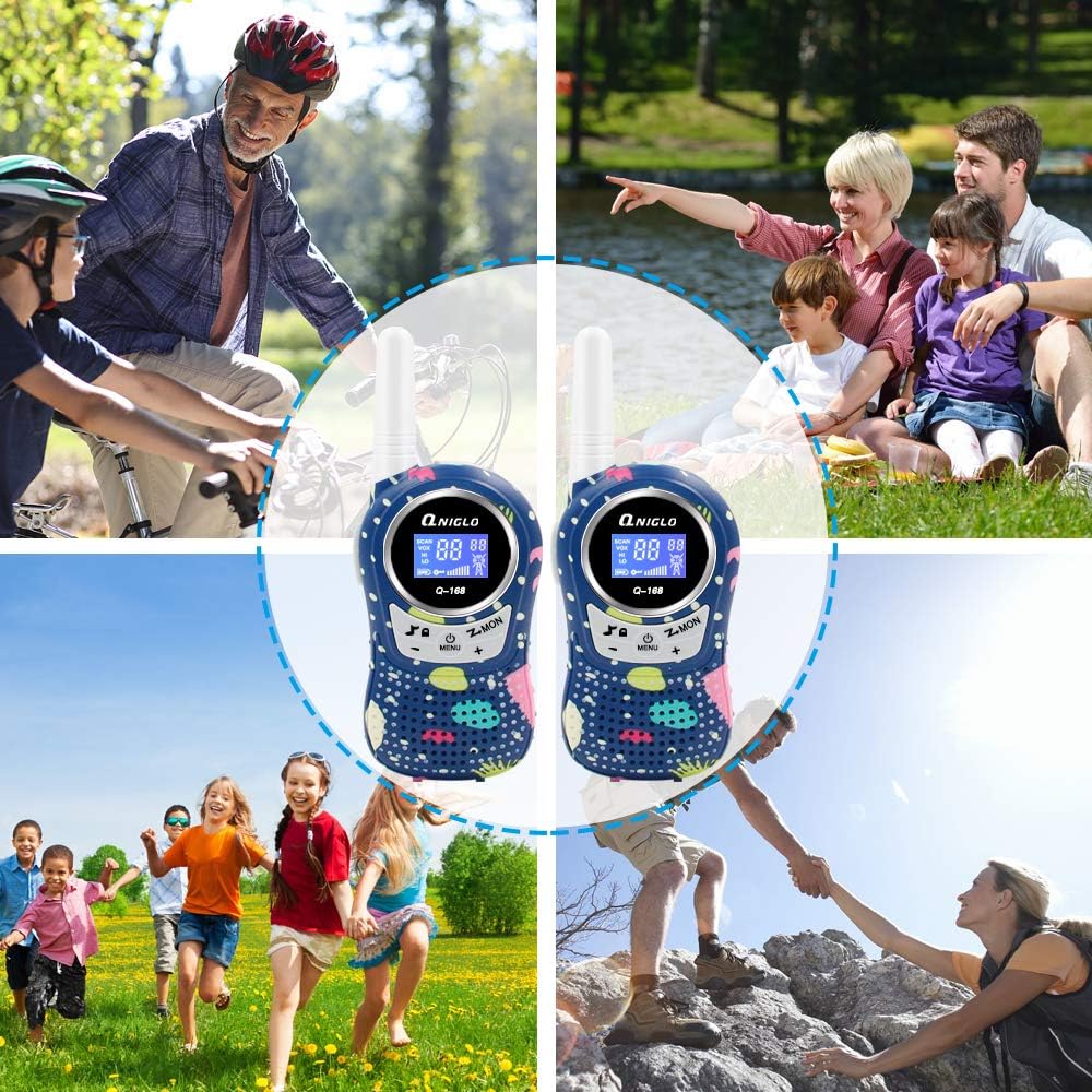 Qniglo Walkie Talkies for Kids - Rechargeable Kids Walkie Talkies with Clear Sound, Long Range - Perfect Birthday for 3-8 Year Old Boys Girls - Outdoor Adventures, Camping, Hiking