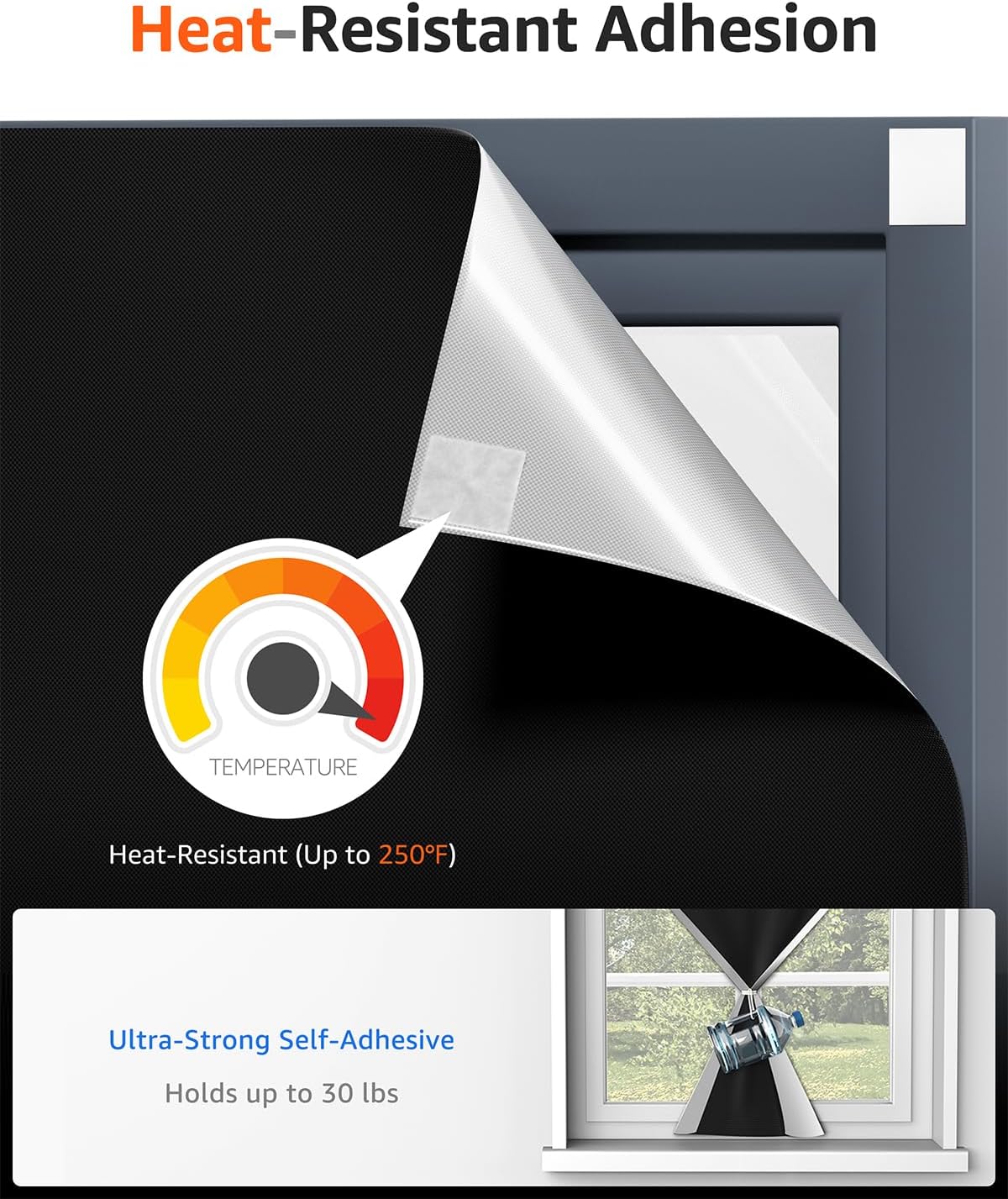 Sumobaby Blackout Curtains for Bedroom Portable 132”x70”Black Out Window Cover with Heat-Resistant Hook&Loop Tape,100%Blackout Shades,NoDrill Blinds for Windows DIY Cut Fit for Nursery&Dorm Room,Black