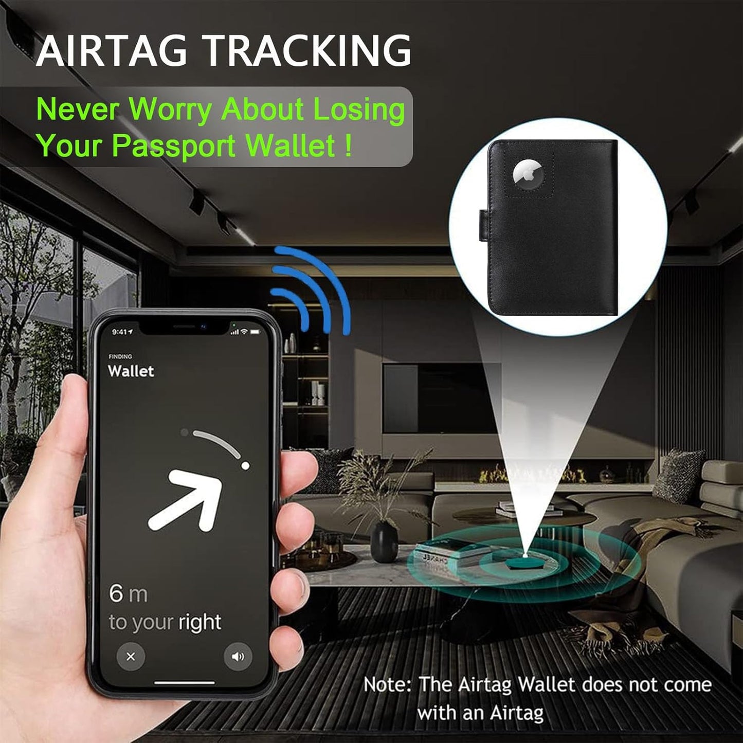 Airtag Passport Holder Cover Wallet RFID Blocking Leather Case Travel Essentials Luggage Accessories Travel Must Have(118#Black)