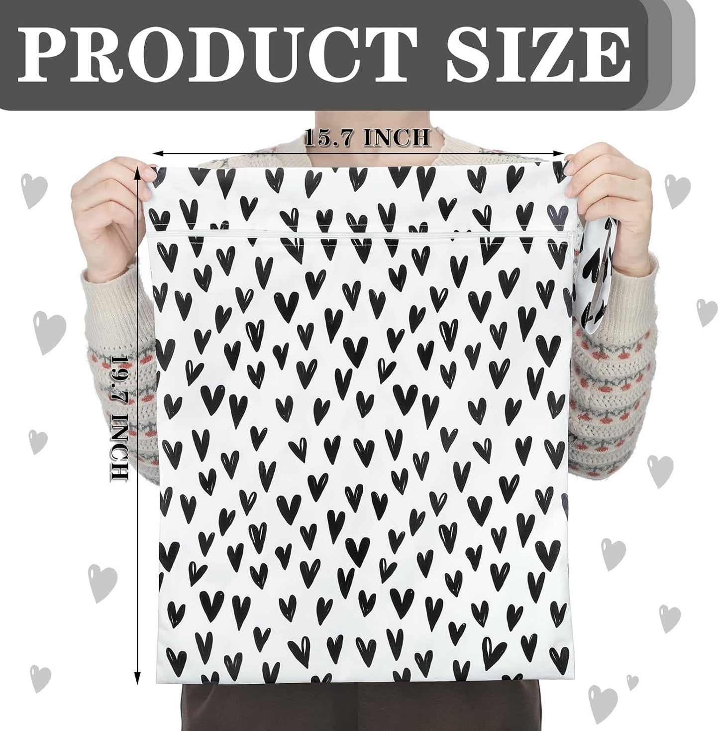 Shappy 2 Pcs Large Travel Laundry Bag Washable Waterproof Wet Dry Large Dirty Clothes Bag Bathing Workout(Solid Gray, Heart)