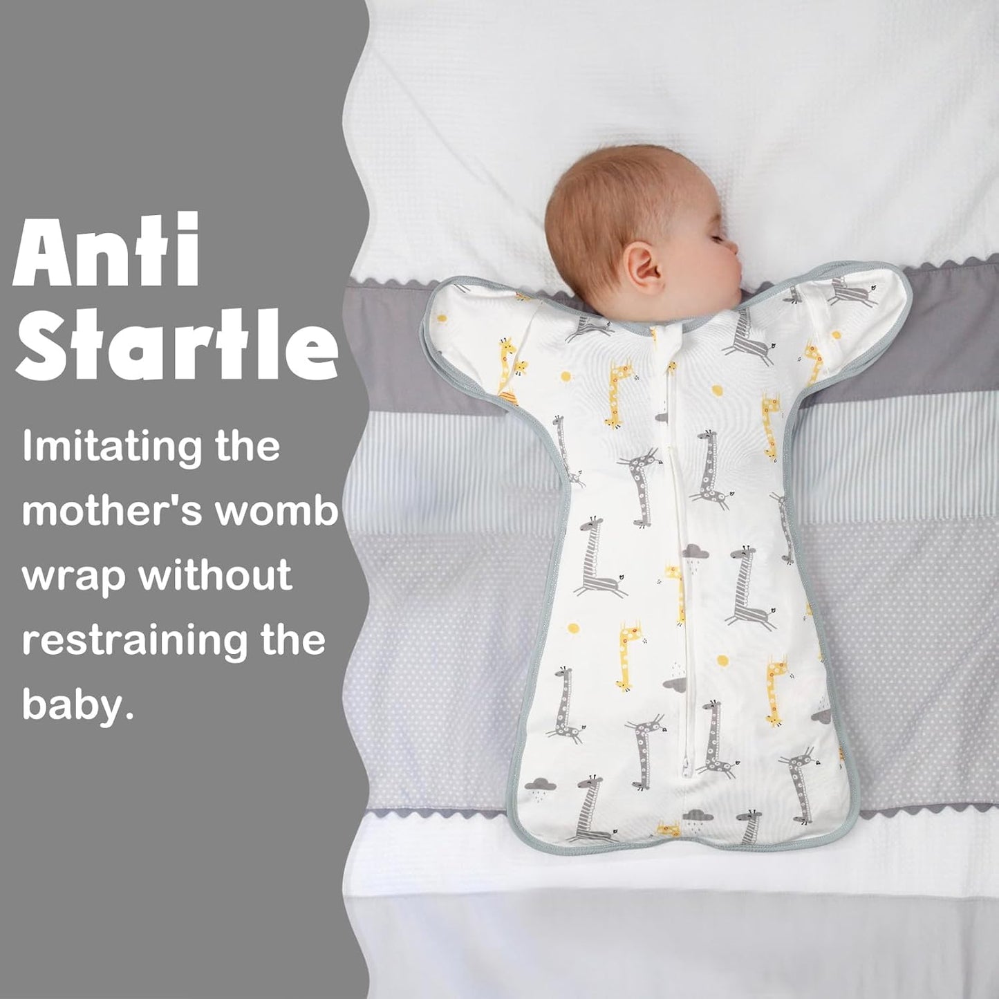 2 Pack Transition Swaddle with 2 Way Zipper, 2 in 1 Arms in/Out Transitional Arms Up Swaddle, 100% Cotton Newborn Swaddles Zipper Swaddles Baby Swaddling Sack Sleeping Sack 3-6 Months