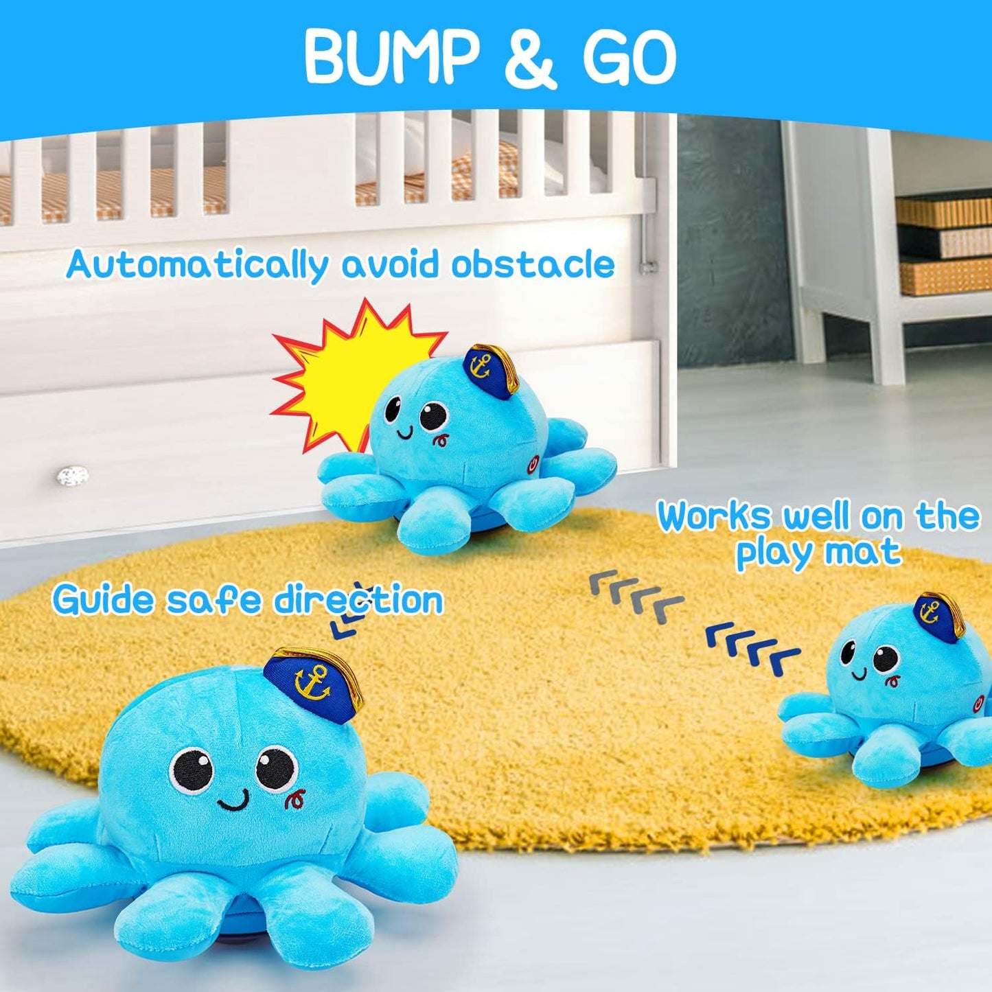 Baby Crawling Toys 6-12 Months Musical Plush Octopus Light up Voice Control Dancing Infant Walking Toys 1 Year Old Boy Girl Babies 0 6 7 8 9 10 12-18 Month Tummy Time Sensory Toddler First Gifts