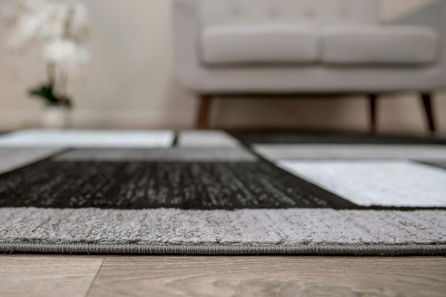 Rugshop Contemporary Modern Boxes for Home Office,Living Room,Bedroom,Kitchen Non Shedding Area Rug 6' 6" X 9' Gray