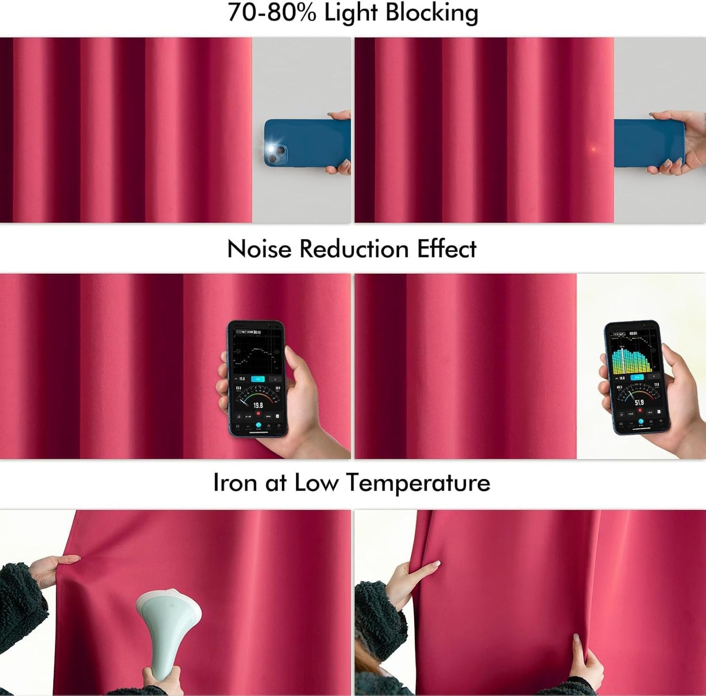 MIULEE Hot Pink Back Tab Blackout Curtains 120 Inch Long 2 Panels Set for Bedroom, Rod Pocket/Pinch Pleated Extra Long Thermal Insulated Living Room Darkening Light Blocking 10FT Drapes