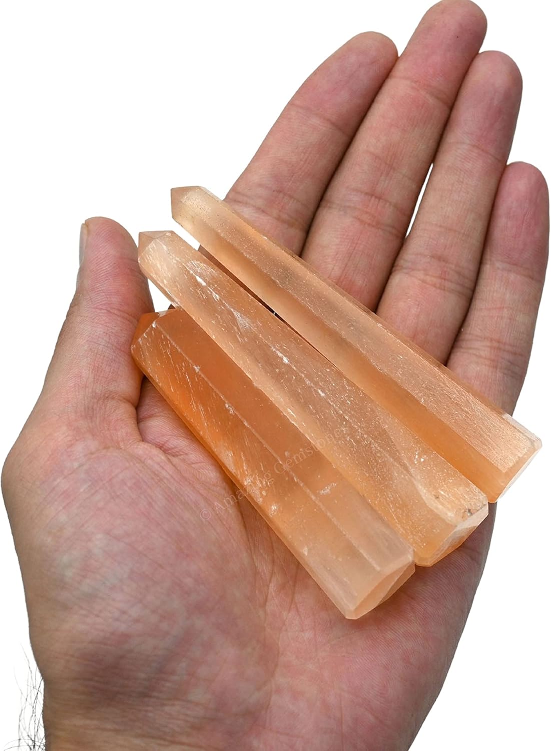 Amazing Gemstone Orange Selenite Crystal Towers ~ Natural Healing Crystal Point Obelisk for Reiki Healing and Crystal Grid (3- Inch)
