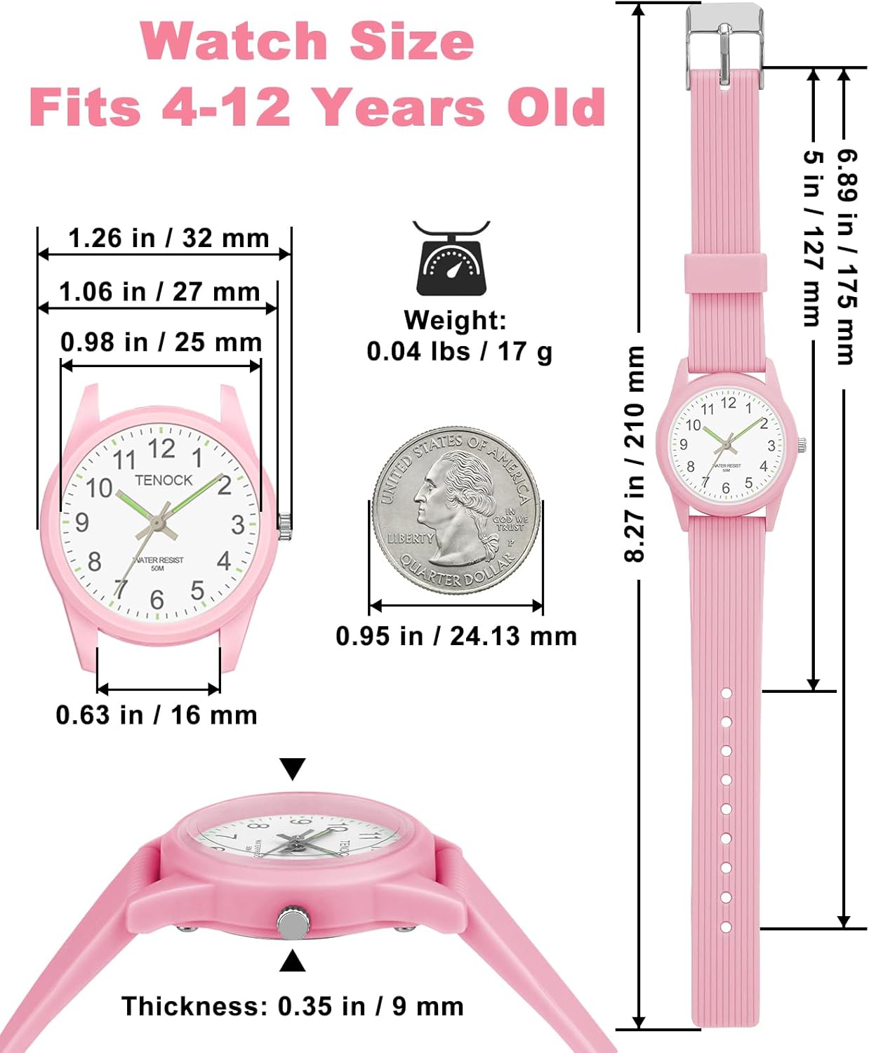 Kids Analog Watches for Girls Boys Watches with Soft Band Learning Time 50M Waterproof Children Watch Easy to Read for Ages 4-12 Kids Gift