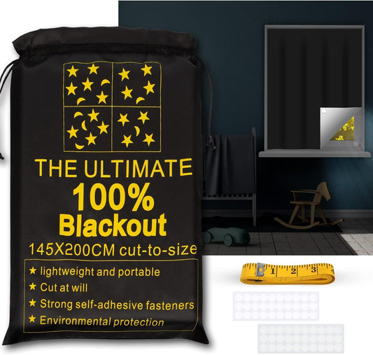 Portable Blackout Shades (79" x 57") Window Curtains, 100% Blackout Material Temporary Blinds for Baby Nursery, Bedroom, Dorm Room, Office or Travel Use