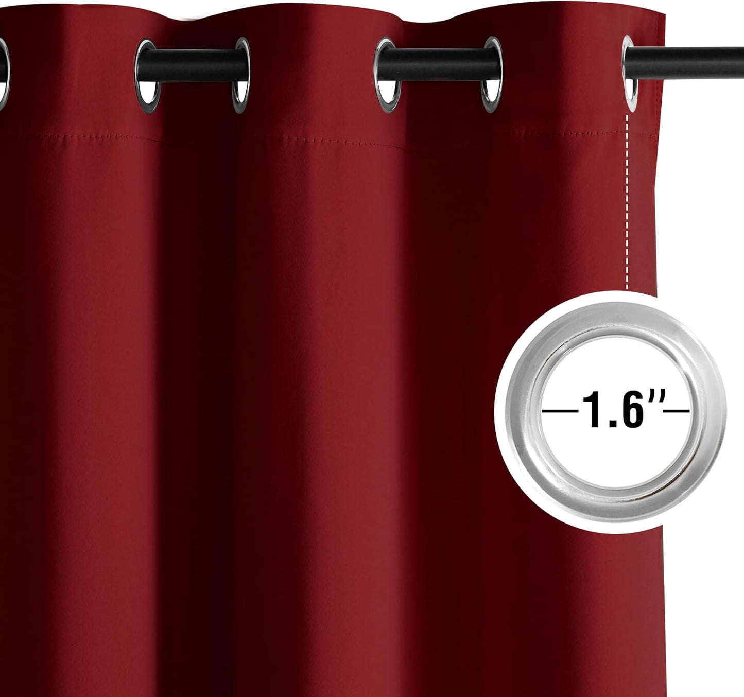 NICETOWN Burgundy Red Curtains for Living Room 84 inches Long 2 Panels, Thermal Grommet Curtains for Living Room, Noise Reducing Privacy Window Treatment Shades for Nursery, Laundry Patio, W52