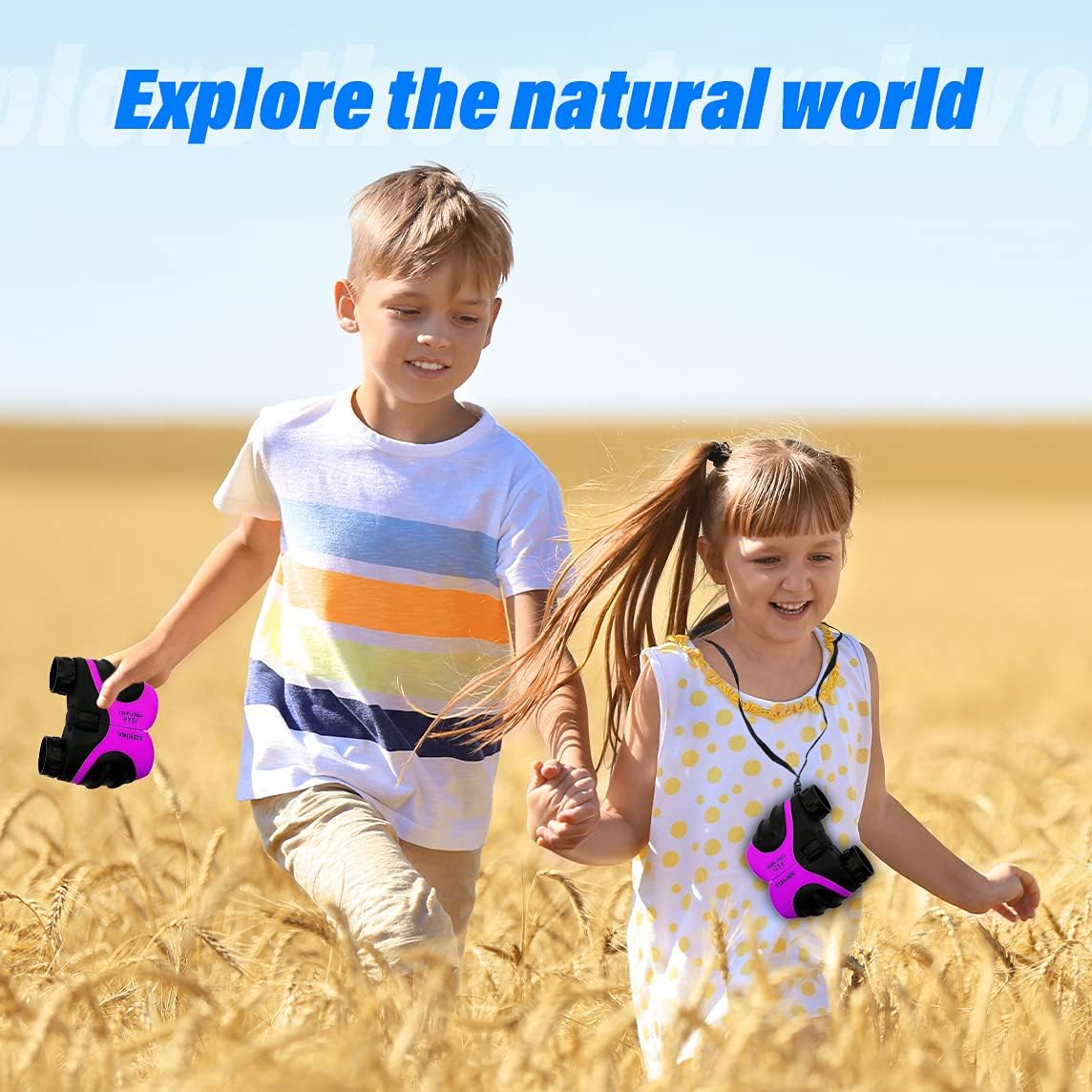 VNVDFLM Binoculars Toys for Children,Birthday Gifts for 4-9 Years Old Boys for Outdoor Play,5-12 Years Old Girls Presents,Best Gift for Kids Hunting,Learning (Pink)