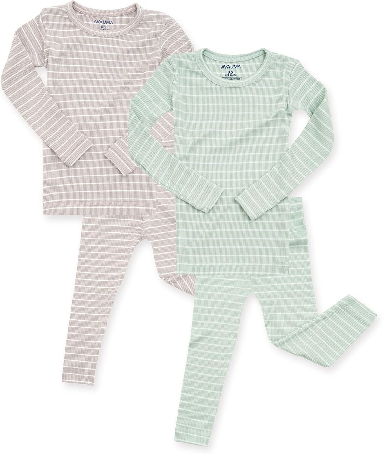 AVAUMA Stripe Pattern Baby Boys Girls Pajama Set Kids Toddler Snug fit Ribbed Sleepwear pjs for Daily Life Style