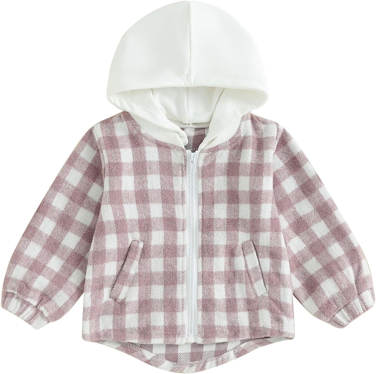 Douhoow Toddler Baby Plaid Jacket Baby Boy GIrl Flannel Hoodies Zip Up Hooded Fall Winter Outerwear Coat