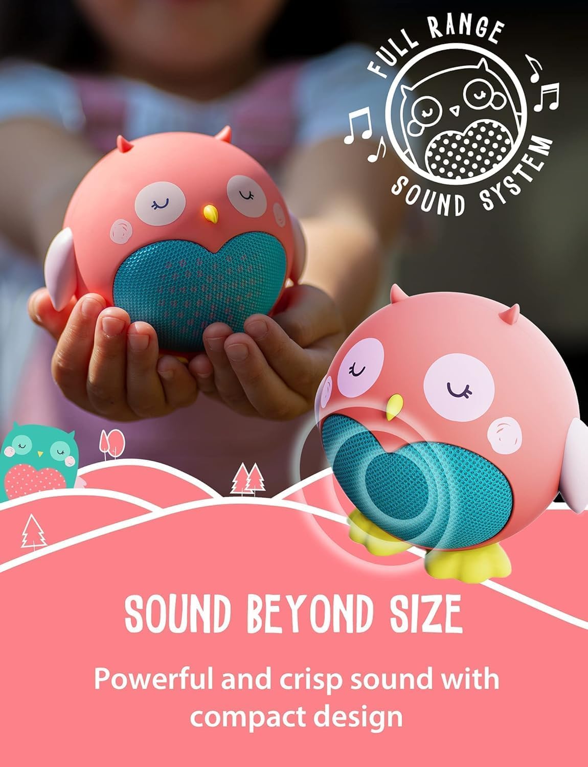 Planet Buddies Kids Bluetooth Speaker Boys and Girls with Microphone, Mini Bluetooth Speaker Portable Wireless, 60 Day Battery, for Home, Outdoor and Travel, Works with iPhone and Android – Olive Owl