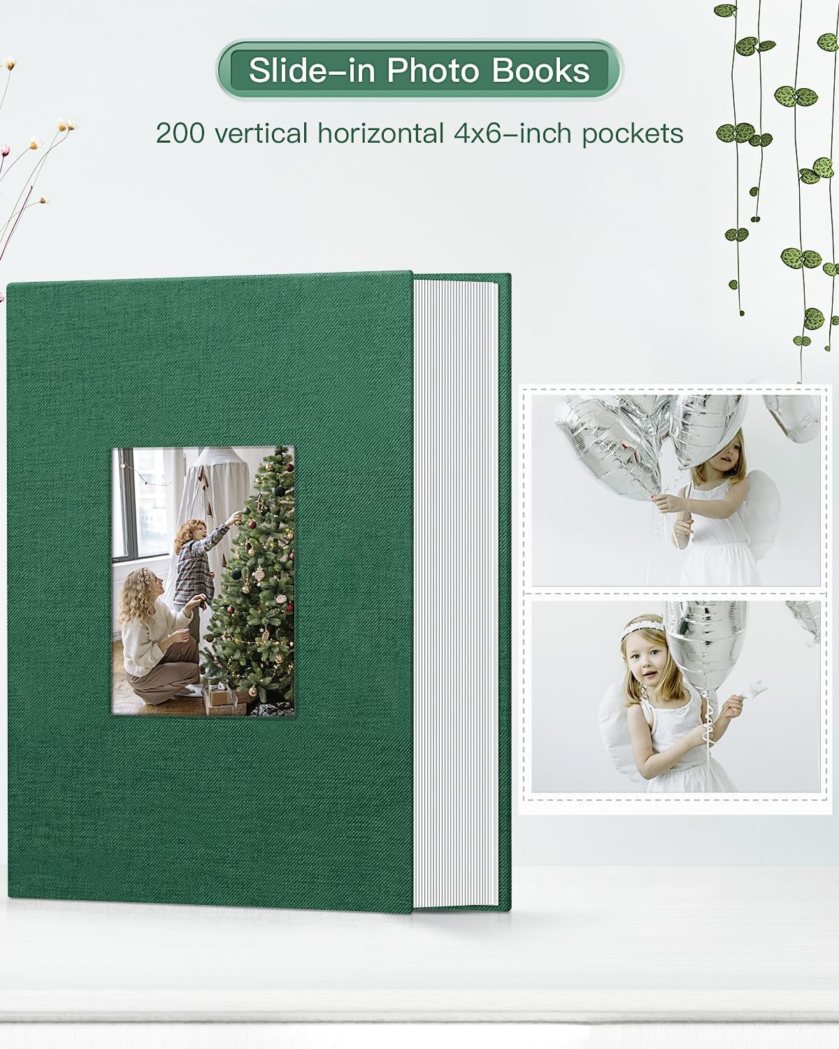 popotop Photo Album 4x6-200 Photos Photo Books with 200 Horizontal Pockets,Linen Cover Albums for Family Wedding Anniversary Baby Vacation Pictures