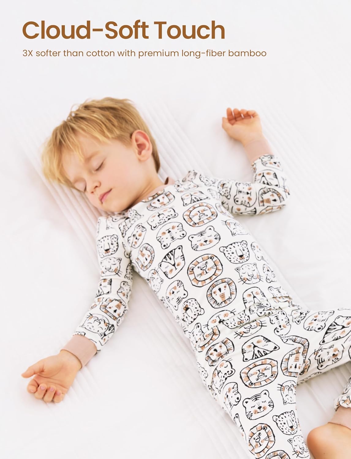 PATPAT Bamboo Viscose Pajama Set for Toddlers with Improved Tensile Strength, Snug Fit Pjs Sleeper for Baby Boys Girls Kids