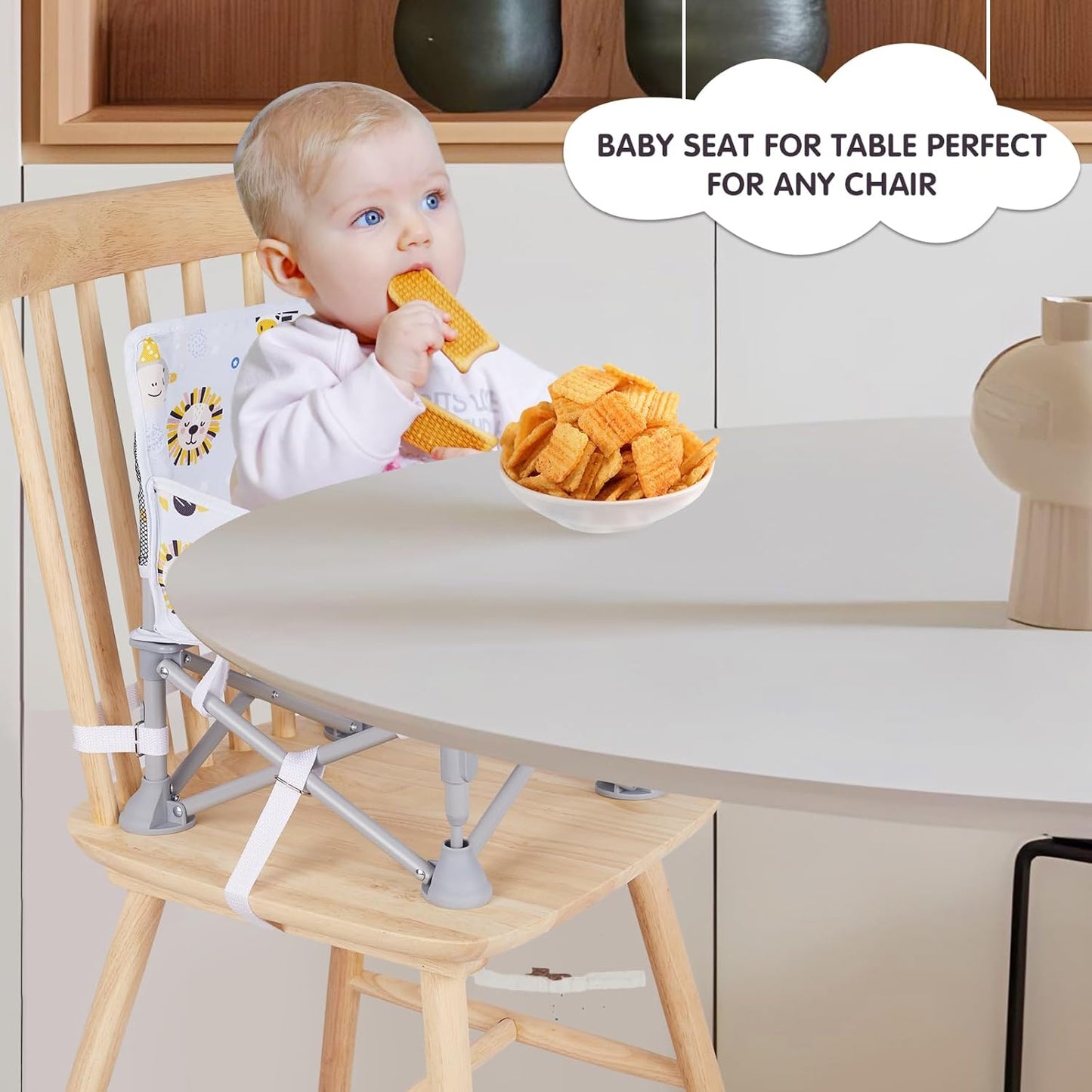 Portable Booster Seat, Toddler Baby Seat with Tray for Dining Table Compact Floor Chair for Camping Lawn Beach Babies Travel 6-36 Months