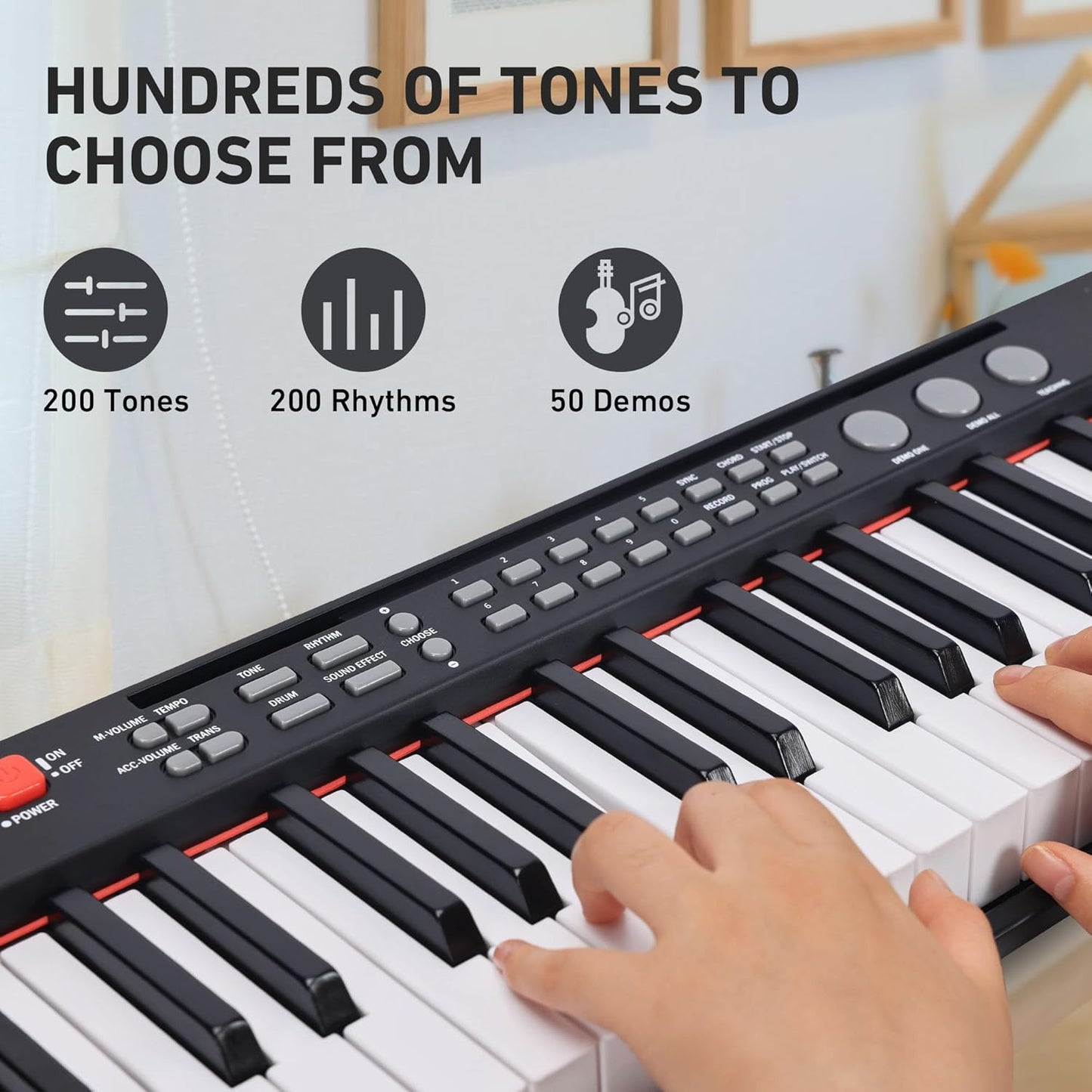 Lexington 61 Key Keyboard Piano, Complete Electronic Piano Keyboard Set for Beginners Adults, Portable Music Keyboard with Lighted Keys, Teaching Modes, Stand, Case, Microphone (61-Key Black)