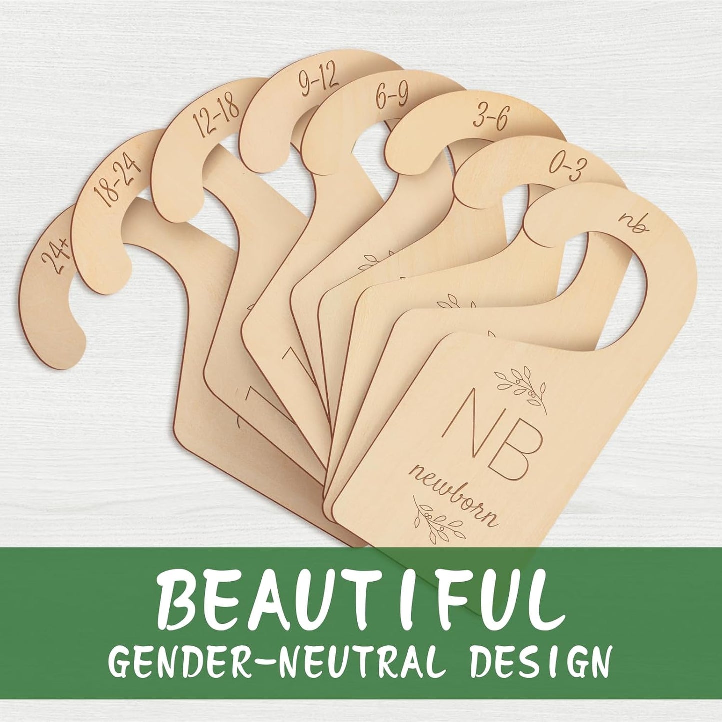 Wooden Baby Closet Dividers - 8 Pcs Double-Sided Design for Newborn Nursery Room Wardrobe Storage by Months Size - Perfect Toddler Clothes Organizer