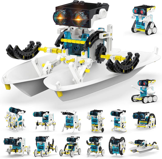 30-in-1 STEM Solar Robot Kit Toys, 243 Pieces Educational Building Science Experiment Kit for Kids Aged 8-12, Birthday Gifts Kids Aged 8 9 10 11 12 13 Years Old(White)
