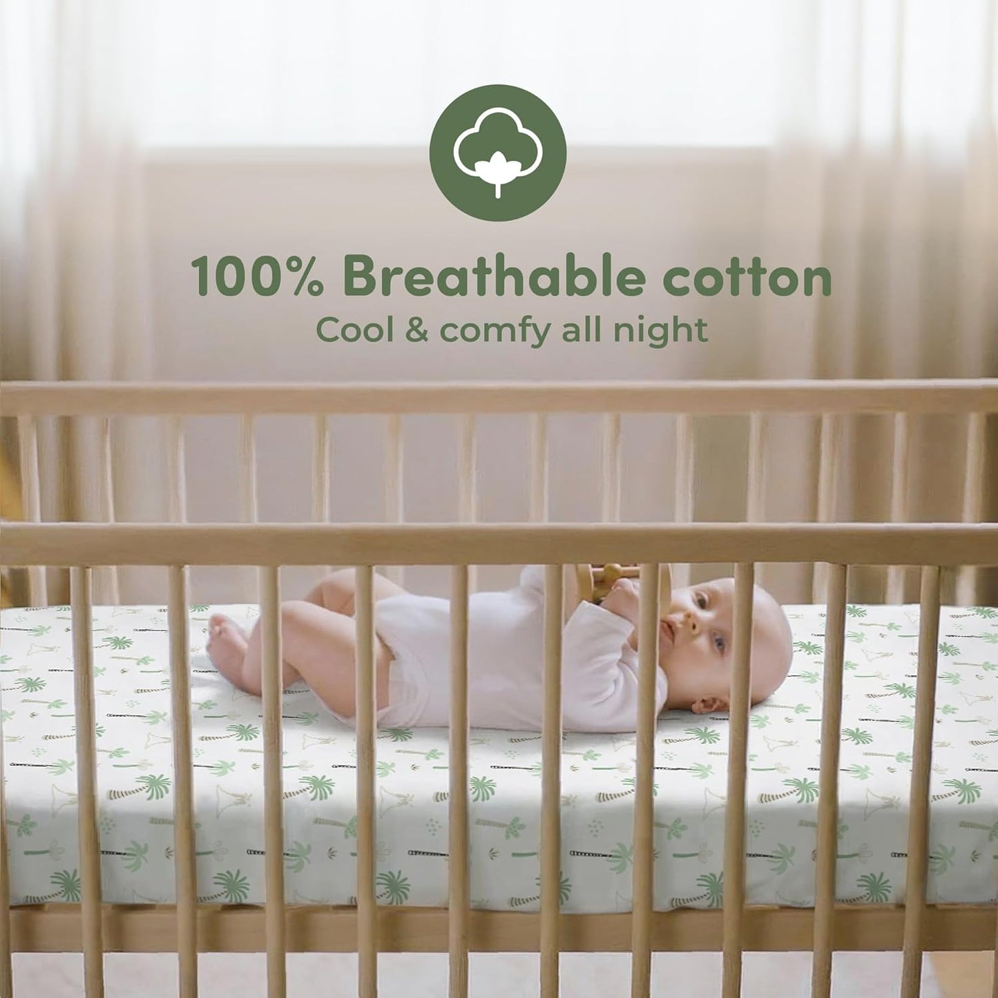 Sweety Fox 2-Pack Cotton Jersey Crib Sheets – Soft Fitted Sheets for Boys and Girls, Mini Crib Sheets, Toddler Bed Sheets (Dinosaur)