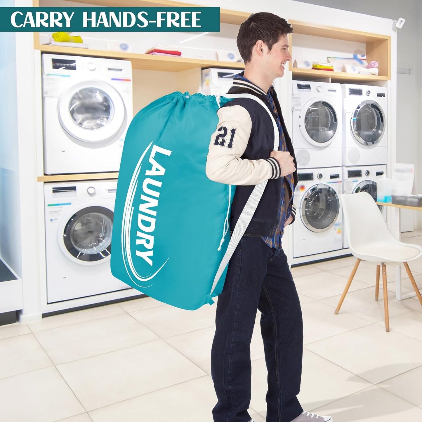 Sylfairy 2 Pack XL Laundry Bag with Strap,Heavy Duty Travel Laundry Bag,Rip-Stop Dirty Clothes Shoulder Bag with Drawstring,Easy Fit a Laundry Hamper or Basket Travel Essentials