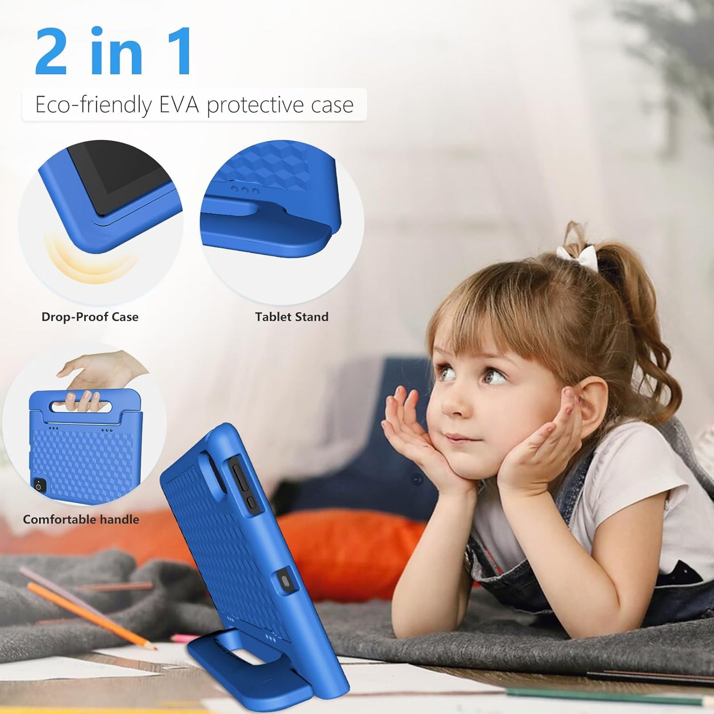 Tablet for Kids Age 3-12 10.1 inch Android 14 6000mAh 8GB RAM+64GB ROM(Expandable to 1TB Kids Tablet WiFi6 Google Kids Space Parental Control 1280 * 800 HD Screen