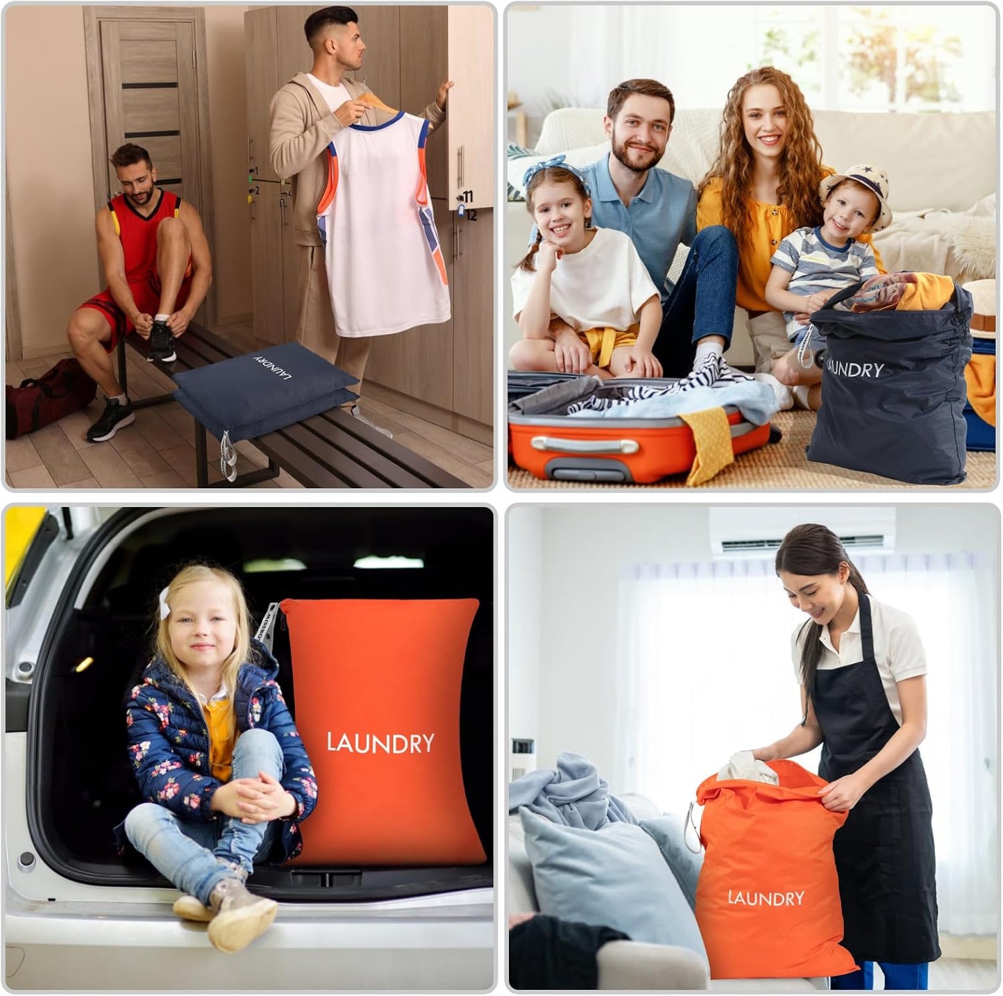 MissBoy 2 Pack Laundry Bags, Nylon Washable Wet Dry Bag, Travel Laundry Bags for Dirty Clothes, Swimming Bathing Suit Workout Wet Clothes Bag