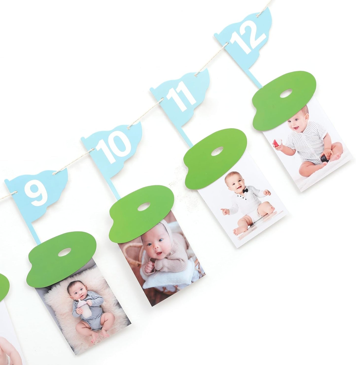 Golf 12 Monthly Photo Banner - Hole In One Monthly Photo Banner,Newborn To 12 Months Banner,Baby's First Year Golf Themed Birthday(blue)