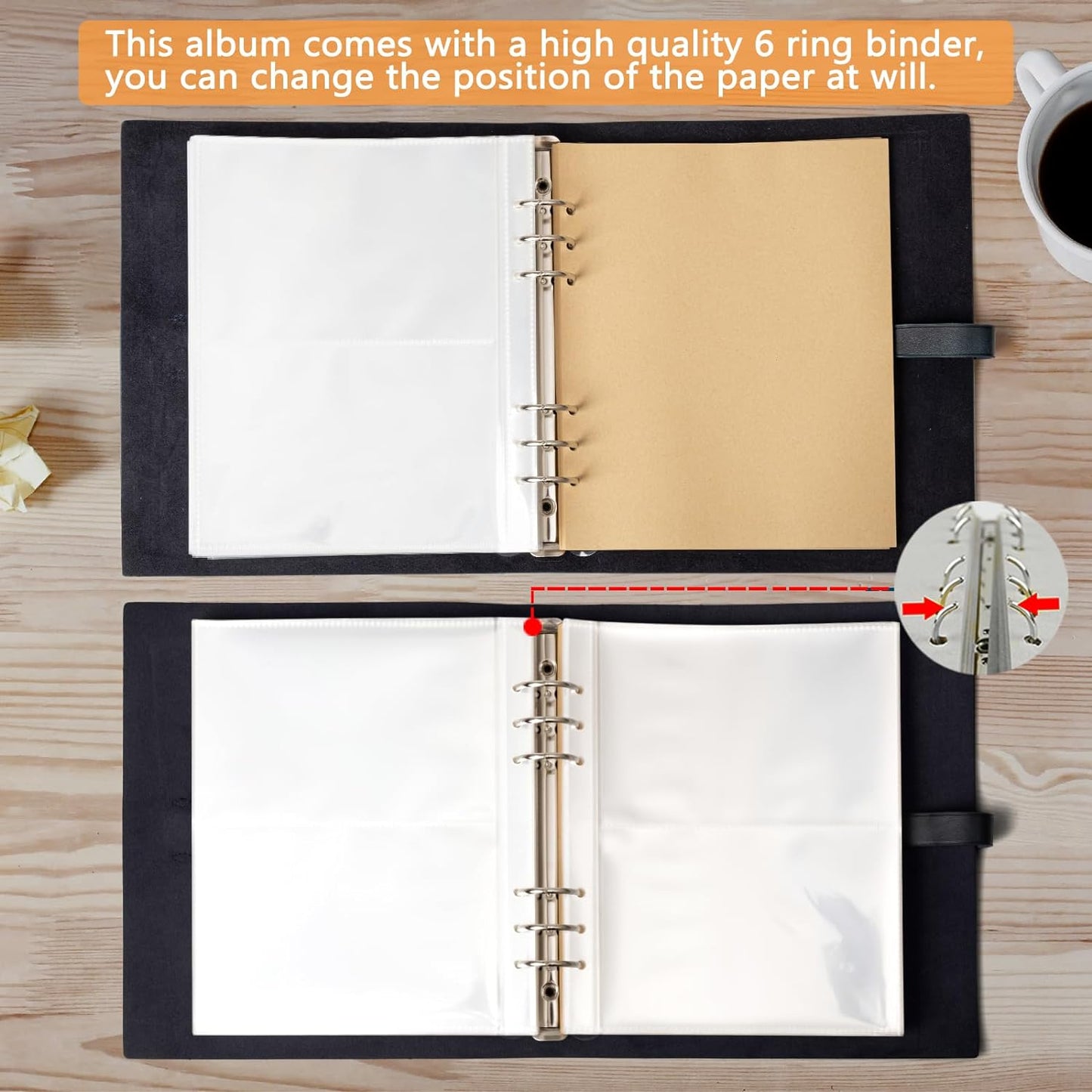 Photo Album 4x6 200 Photos, Genuine Leather Photo Albums with Writing Space with 30 Writing Paper, Travel Family Wedding Kids Graduation Ultrasound Baby Picture Album Scrapbook Photo Album（Love Tree）