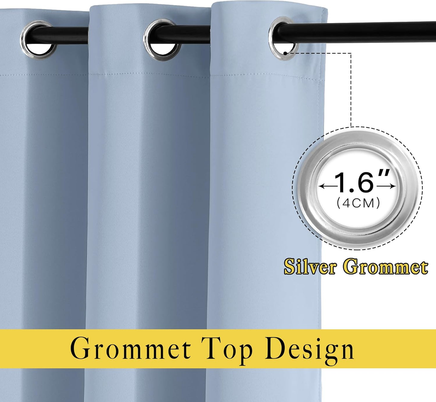 NICETOWN Vintage Blue Blackout Curtains 63 inches Long, Grommet Room Darkening Window Treatment Thermal Insulated Vertical Drapes Sound Reducing for Bedroom, W46 x L63, 2 Panels