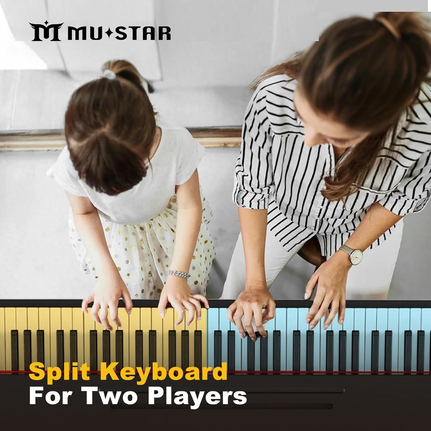 MUSTAR 88 Key Piano Keyboard with Piano Bench, Digital Piano 88 Semi Weighted Keys, Portable Electric Piano with Storage Stool, 3 Pedals, Built-In Speakers, USB/MIDI, Black