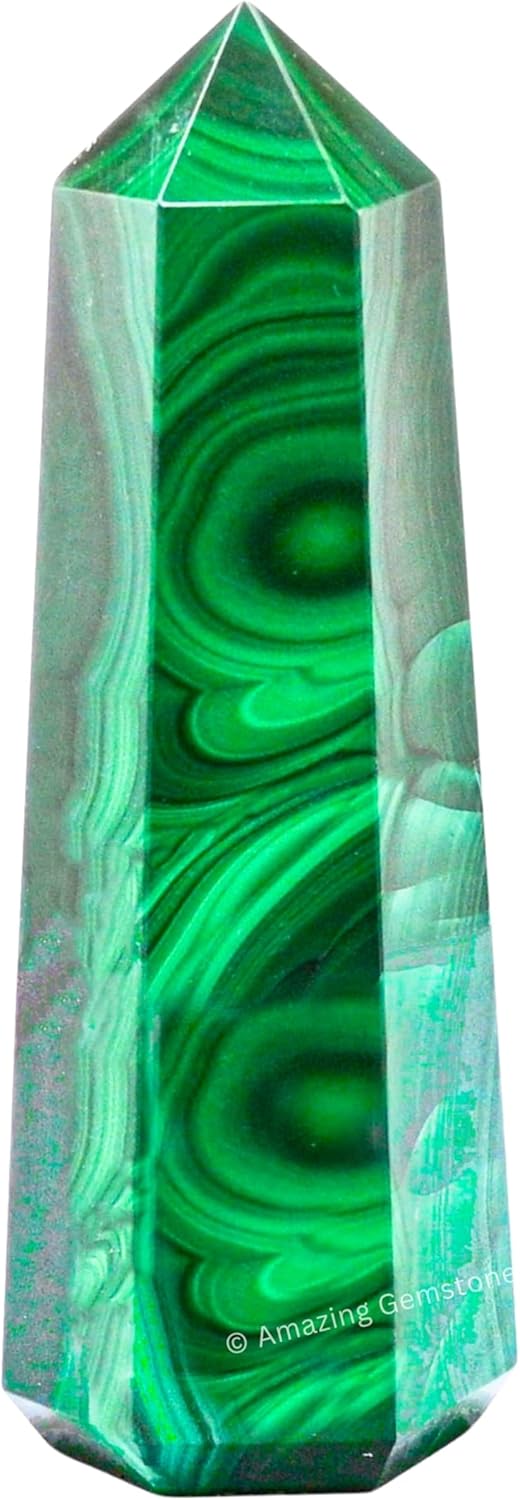 Amazing Gemstone Large Malachite Crystal Towers ~ Natural Healing Crystal Point Obelisk for Reiki Healing and Crystal Grid (5.5" to 6" INCH)