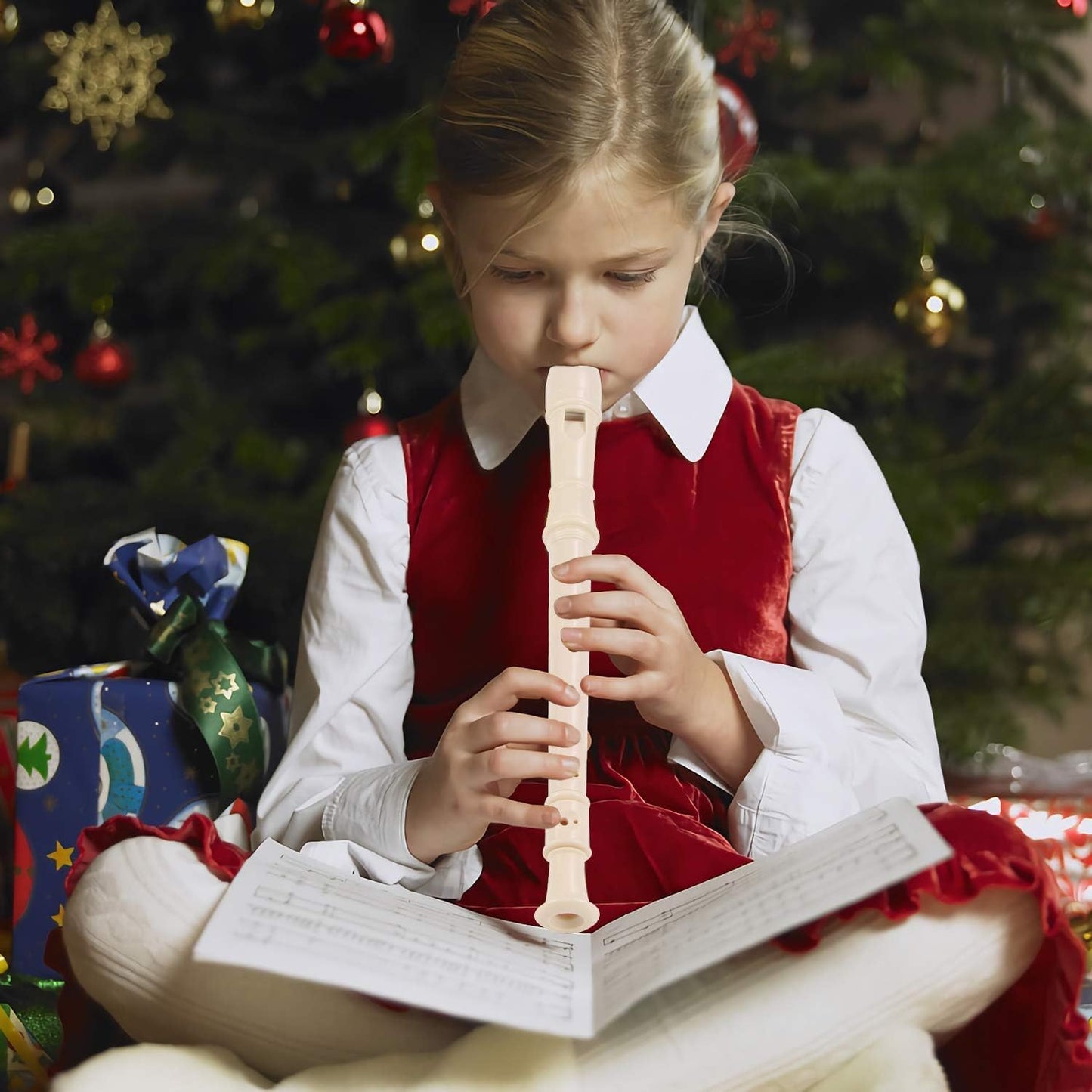 SANNIX 4 Pack Recorder Instrument, 8 Hole German Style Soprano Recorder for Beginner, Recorder With Cleaning Rod, School Student Music Instrument (Ivory)