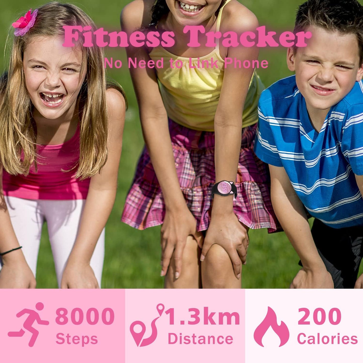 Kids Watches for Girls Boys Digital Sport Watch with Step Counter Pedometer Vibration Alarm Clock, No App Waterproof Fitness Tracker Kids Watch Boys Girls Teens Students Ages 5-16