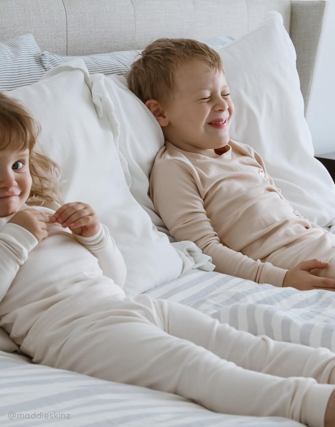 moimoln 6M-8Y Modal Cotton Solid Soft Breathable Baby Toddler Boys Girls Snug fit Pjs Long Sleeve Pajamas Set Sleepwear Daily