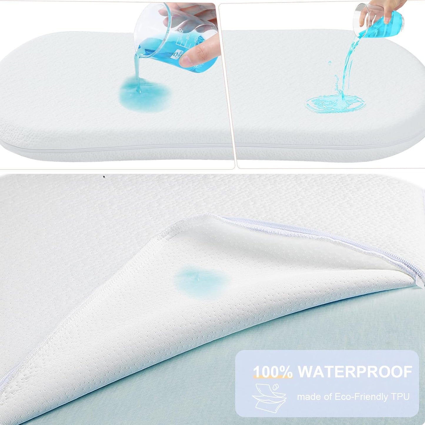 NeoBorn Baby Bassinet Mattress Pad, 30" x 18" Dual Sided Comfort Gel Memory Foam Mattress with Removable Soft Tencel Cover Fit for Halo Bassinest Swivel/Flex/Glide/Premiere/Luxe Series Sleeper