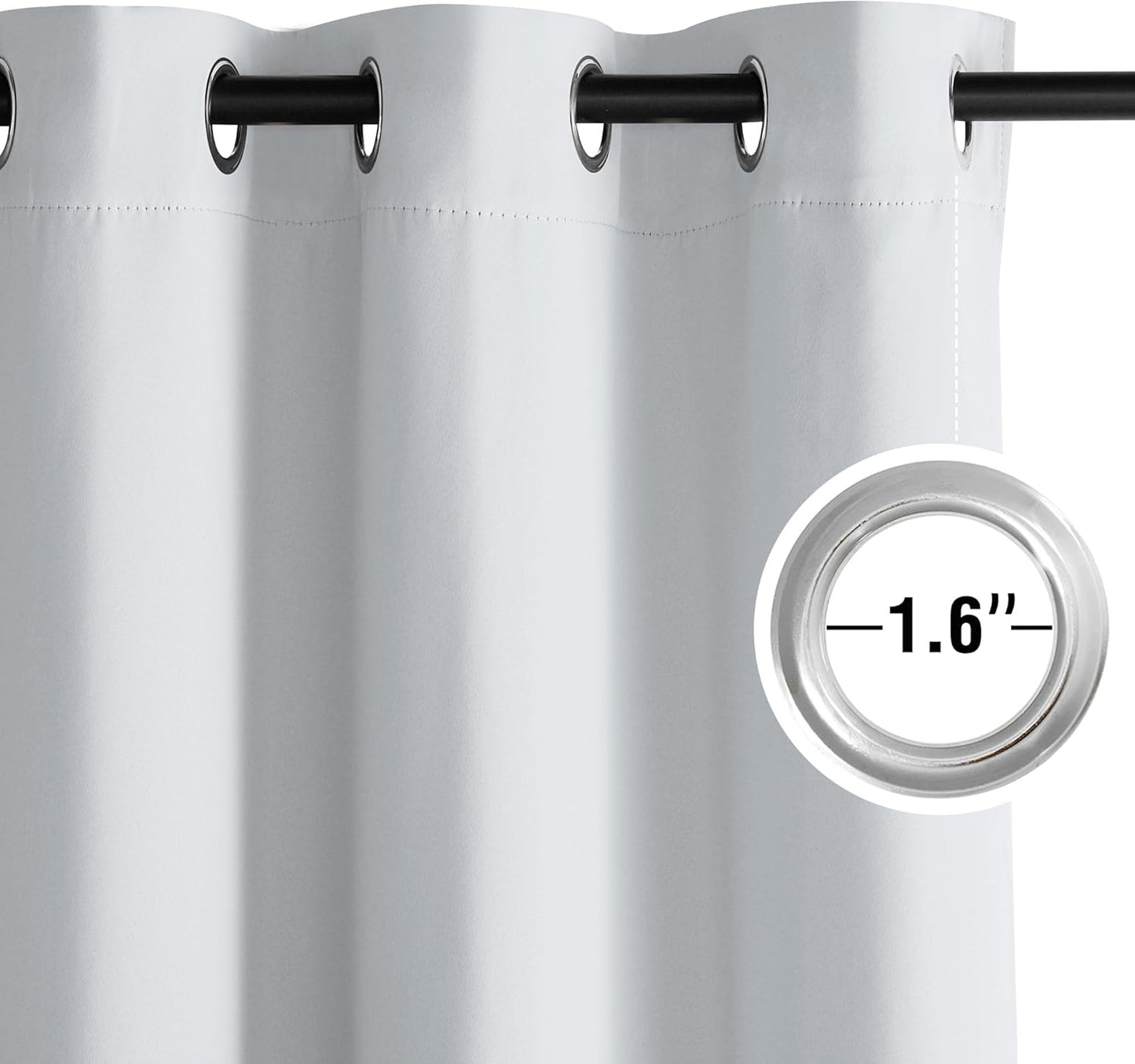 NICETOWN Greyish White Curtains for Bedroom 102 inches Long, Roon Darkening Grommet Curtains for Living Room, Noise Reducing Privacy Window Treatment Drapes for Nursery, Laundry Patio, 2 Panels, W52