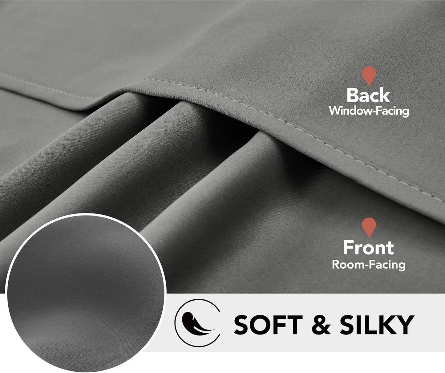 Deconovo Blackout Curtains, Room Darkening Thermal Insulated Window Drapes, Noise Reducing, Grommet Top, 2 Panels 42W x 54L Inch Machine Washable for Bedroom Living Room Nursery Light Grey