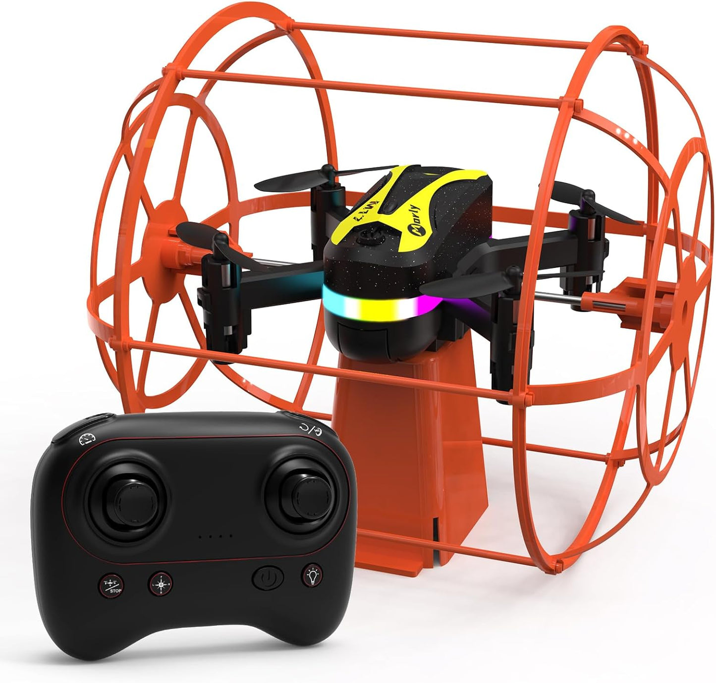 M17 Mini Drone Land-Air Dual Mode Indoor RC Quadcopter with Protective Cover for Beginners Headless Mode One Key Take-off/Landing 3D Flip 3 Speed Modes Rechargeable Battery