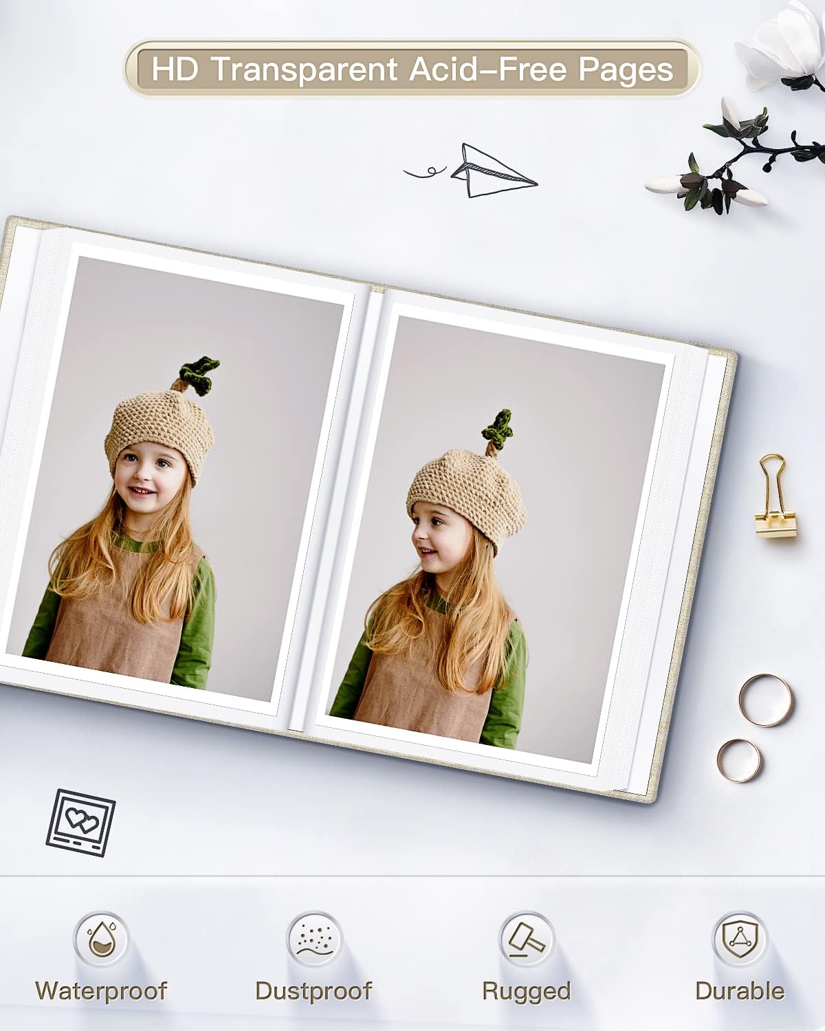 Popotop Photo Album 4x6-100 Photos Photo Books with 100 Vertical Pockets,Linen Cover Albums for Family Wedding Anniversary Baby Vacation Pictures