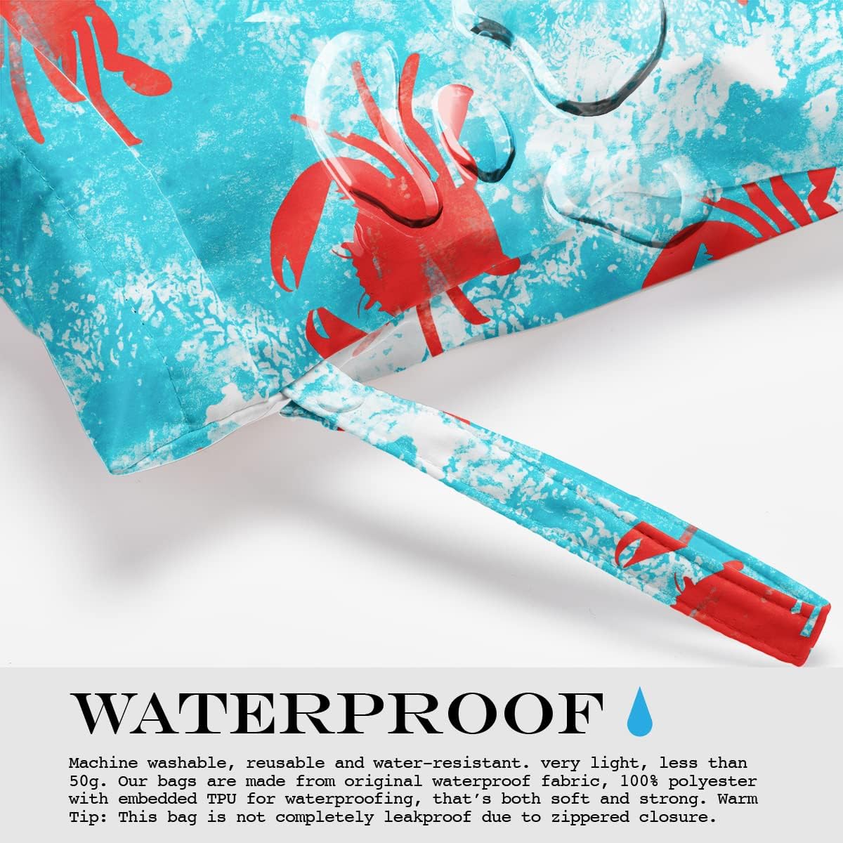 Wet Bag, Wet Dry Bag, Wet Bag for Swimsuit, Travel, Beach, Pool, Diapers, Dirty Yoga Gym Clothes, Makeup Bag, Waterproof Reusable Beach Bag Ocean Decor Starfish Sea Horse Anchor