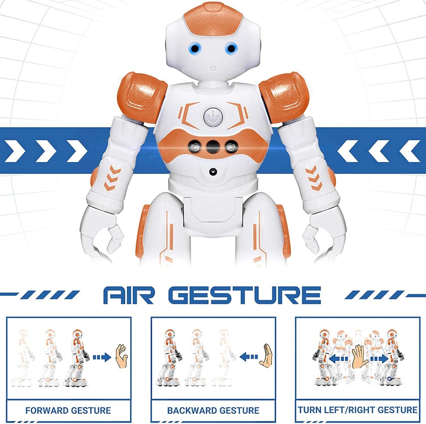 KingsDragon RC Robot Toys for Kids, Gesture & Sensing Programmable Remote Control Smart Robot for Age 3 4 5 6 7 8 Year Old Boys Girls Birthday Gift Present,Orange