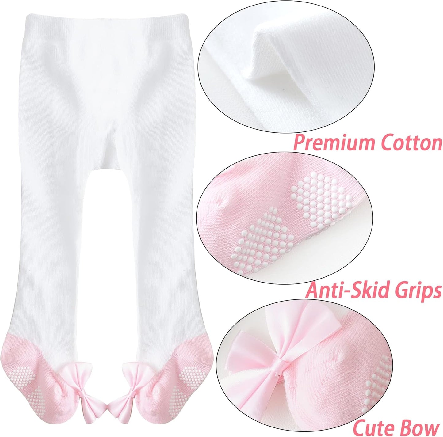 Mini angel Baby Tights Non Slip Baby Girl Tights Plain/Shoe-Look Leggings Seamless Pantyhose Warm Cotton Leggings Non-Skid