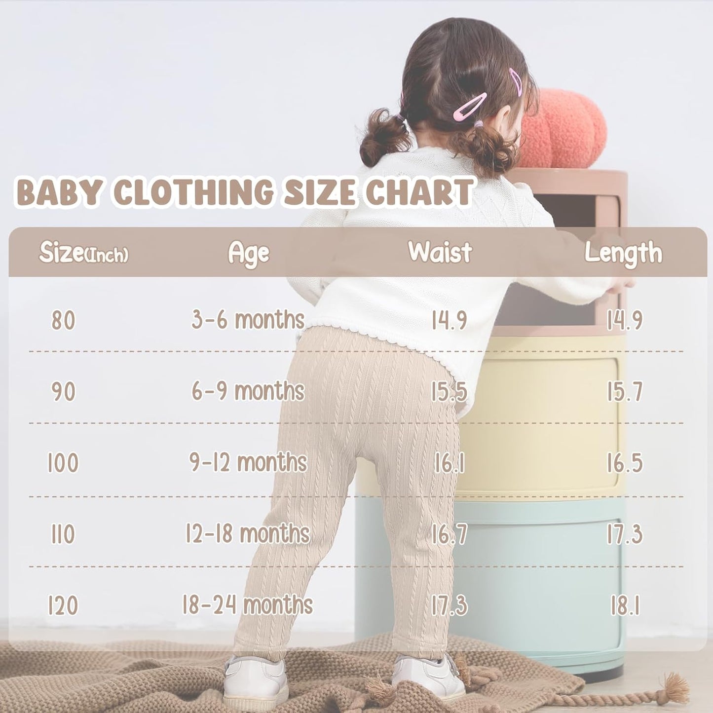 U·nikaka Toddler Baby Girls Pants Ribbed Infant Pants Leggings Toddler Baby Girl Bottoms Leggings 2 Packs