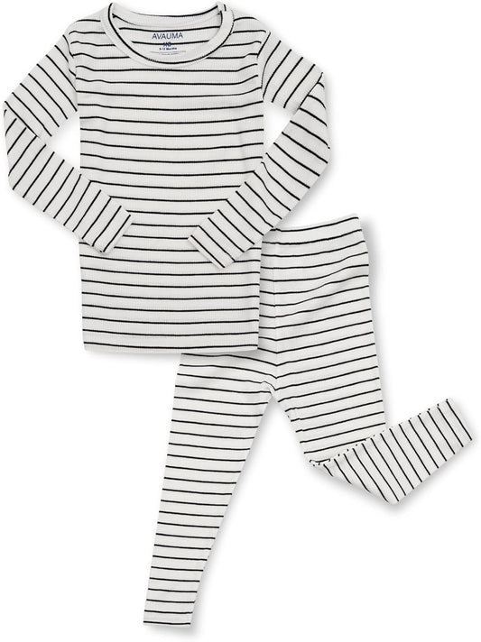 AVAUMA Stripe Pattern Baby Boys Girls Pajama Set Kids Toddler Snug fit Ribbed Sleepwear pjs for Daily Life Style