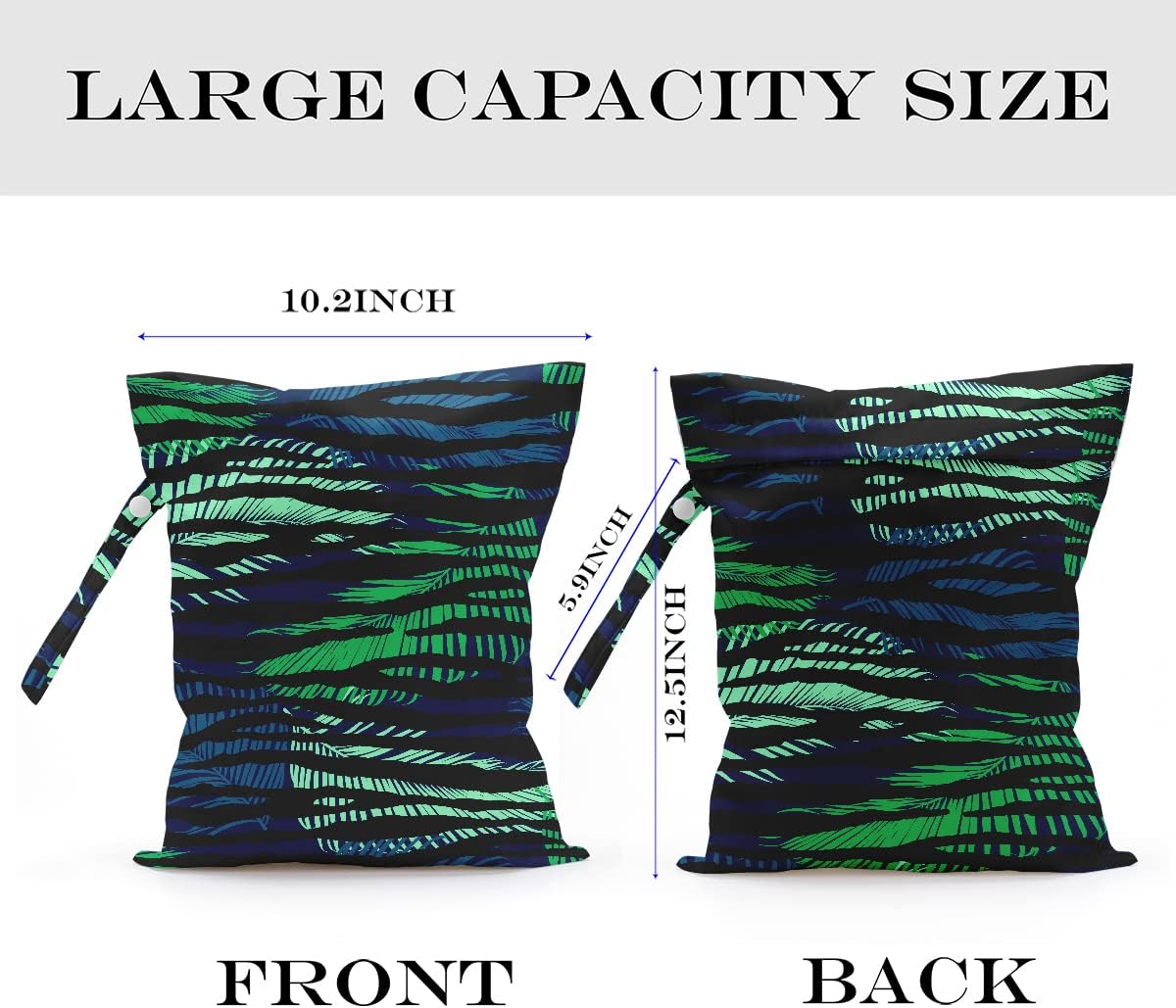 Wet Bag, Wet Dry Bag, Wet Bag for Swimsuit, Travel, Beach, Pool, Diapers, Dirty Yoga Gym Clothes, Makeup Bag, Waterproof Tropical Palm Leaves Decor Jungle Palm Leaf Favors