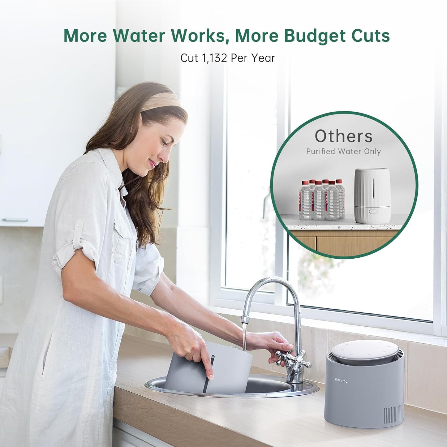 MistFree Smart Humidifier for Bedroom, Evaporative Humidifier No White Dust, Auto Humidity & APP Control, 3L Water Tank Easy to Clean, Sleep Mode, Timing, Humidifiers for Nursery/Baby(Gray)